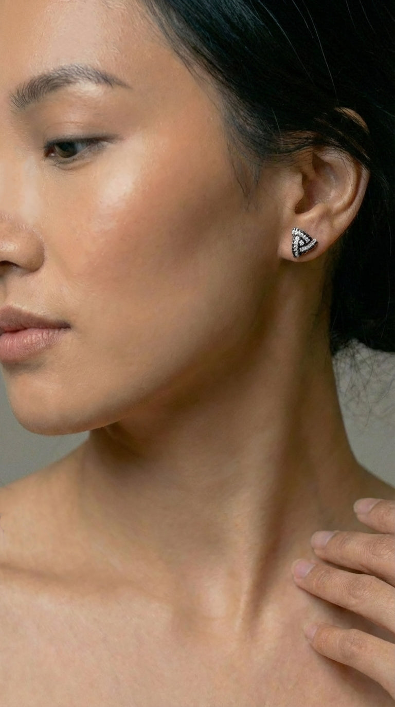 Obsidian Trinity Studs