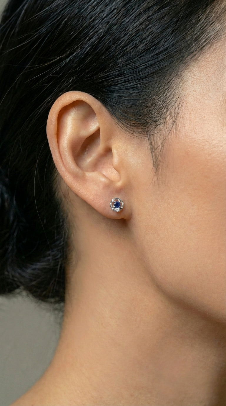 Celestial Sapphire Halo Studs