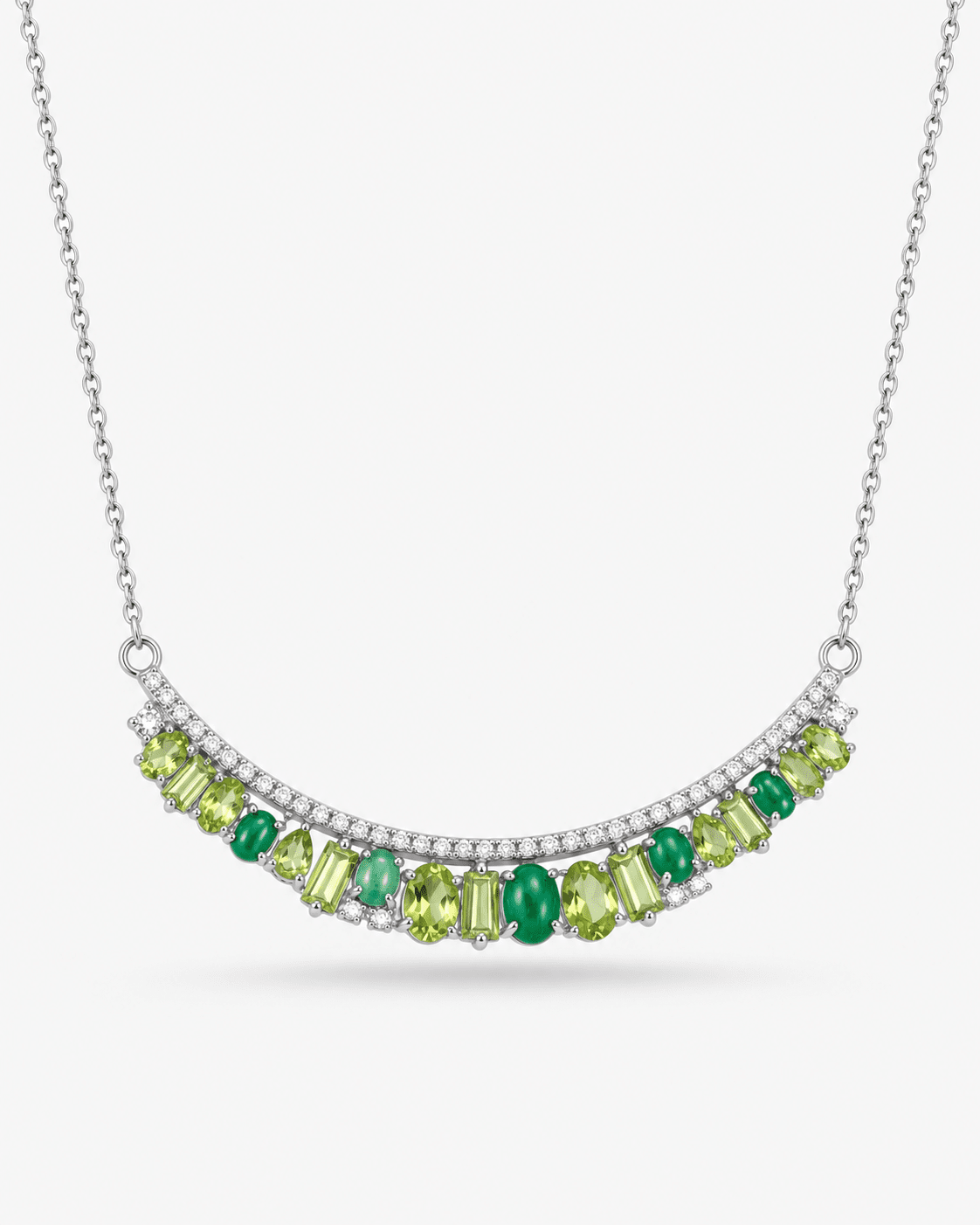 Spring Awakening Sterling Silver 925 Jade & Peridot Necklace