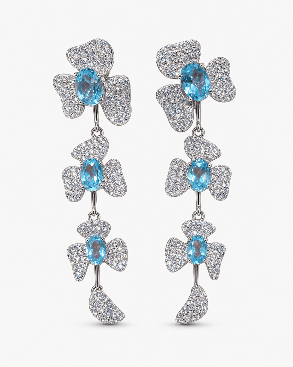 Petals in Flight Sterling Silver 925 Sky Blue Topaz Earrings