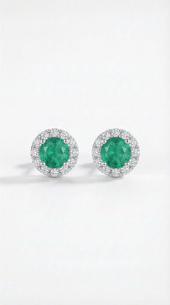 Emerald Halo Studs
