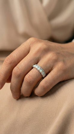 Ethereal Fire Opal Eternity Band