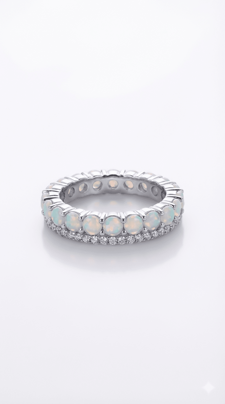 Ethereal Fire Opal Eternity Band