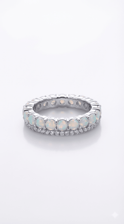 Ethereal Fire Opal Eternity Band