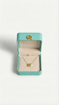 Golden Cube Enamel Necklace