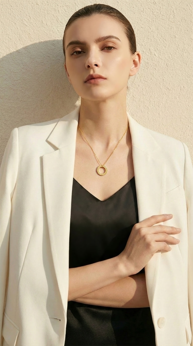 Golden Halo Pendant Necklace