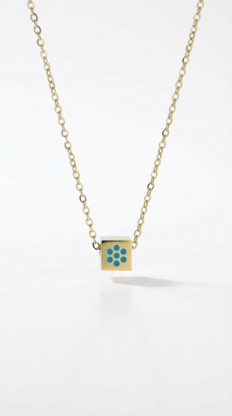 Golden Cube Enamel Necklace