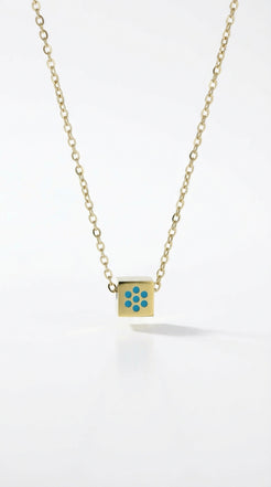Golden Cube Enamel Necklace