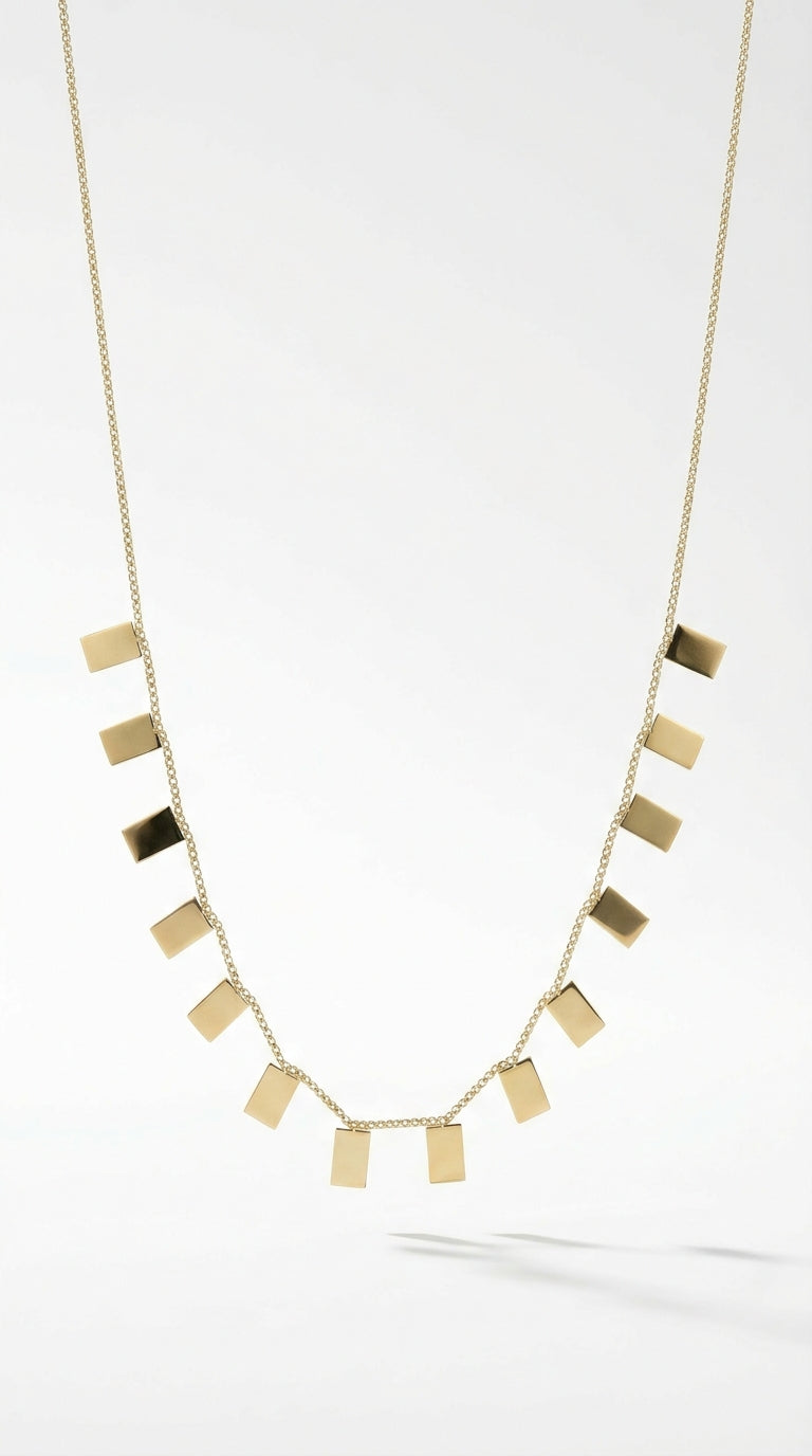 Gilded Tile Charm Necklace