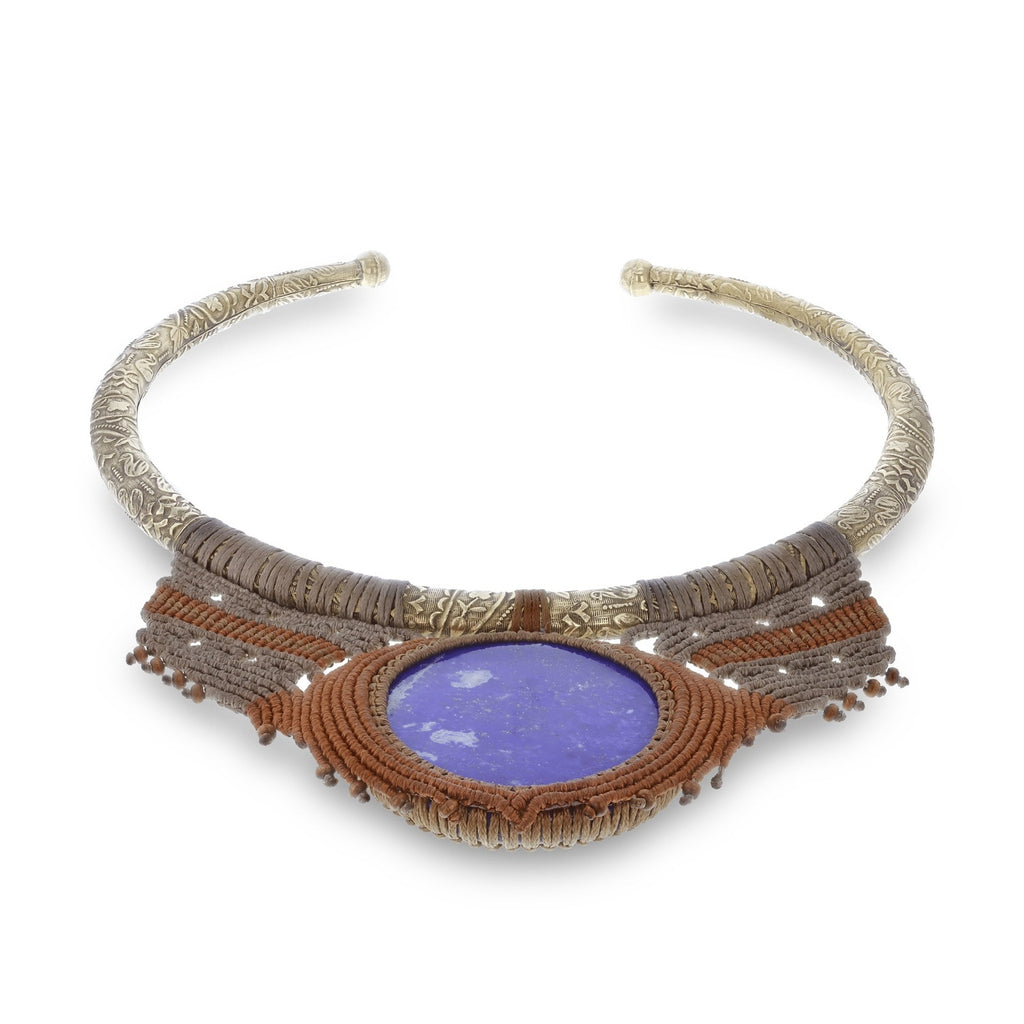 Brass - Lapis Lazuli Stone Collar Neck Ring