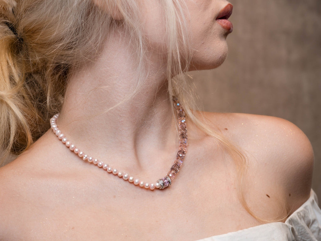 fresh Water Pearl+Austrian Crystal Necklace