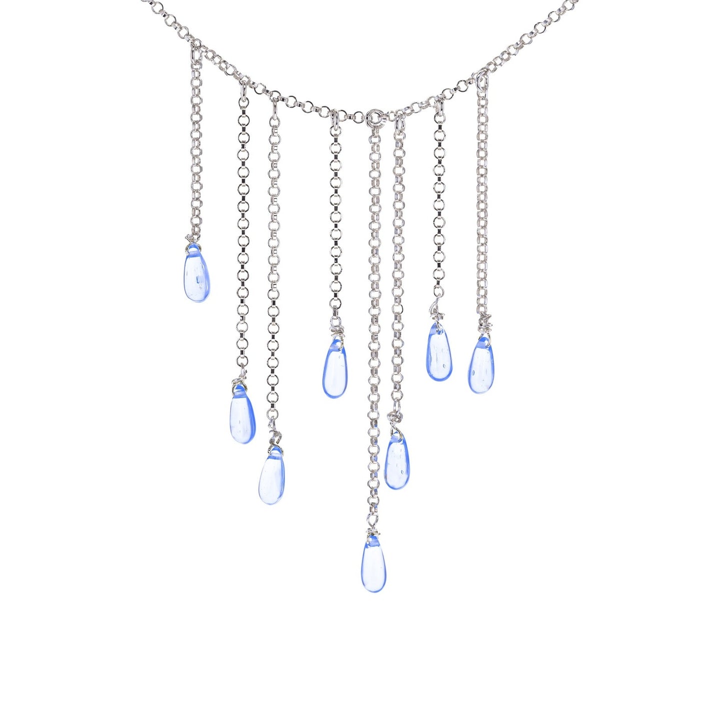 Sterling Silver 925 - Rain Drops - Crystal Necklace