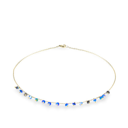 Stainless Steel Gold Chain - The Blue Celebration - Crystal Necklace