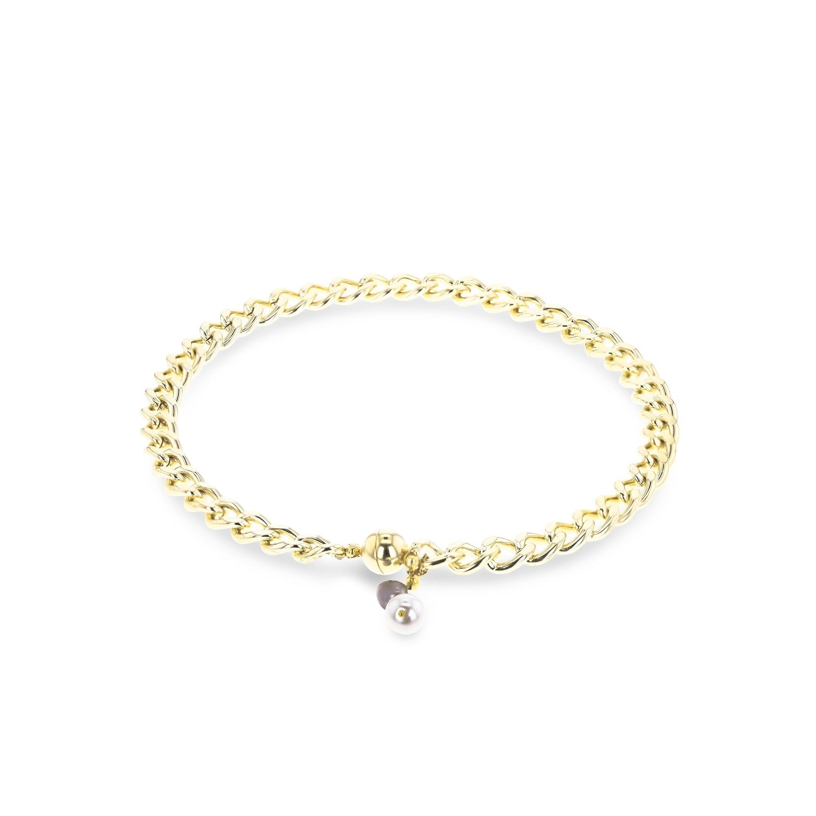 Gold Field Chain - Moon's Shadow - Fresh Water & Artificial Pearl Necklace