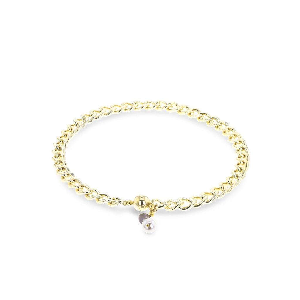 Gold Field Chain - Moon's Shadow - Fresh Water & Artificial Pearl Necklace