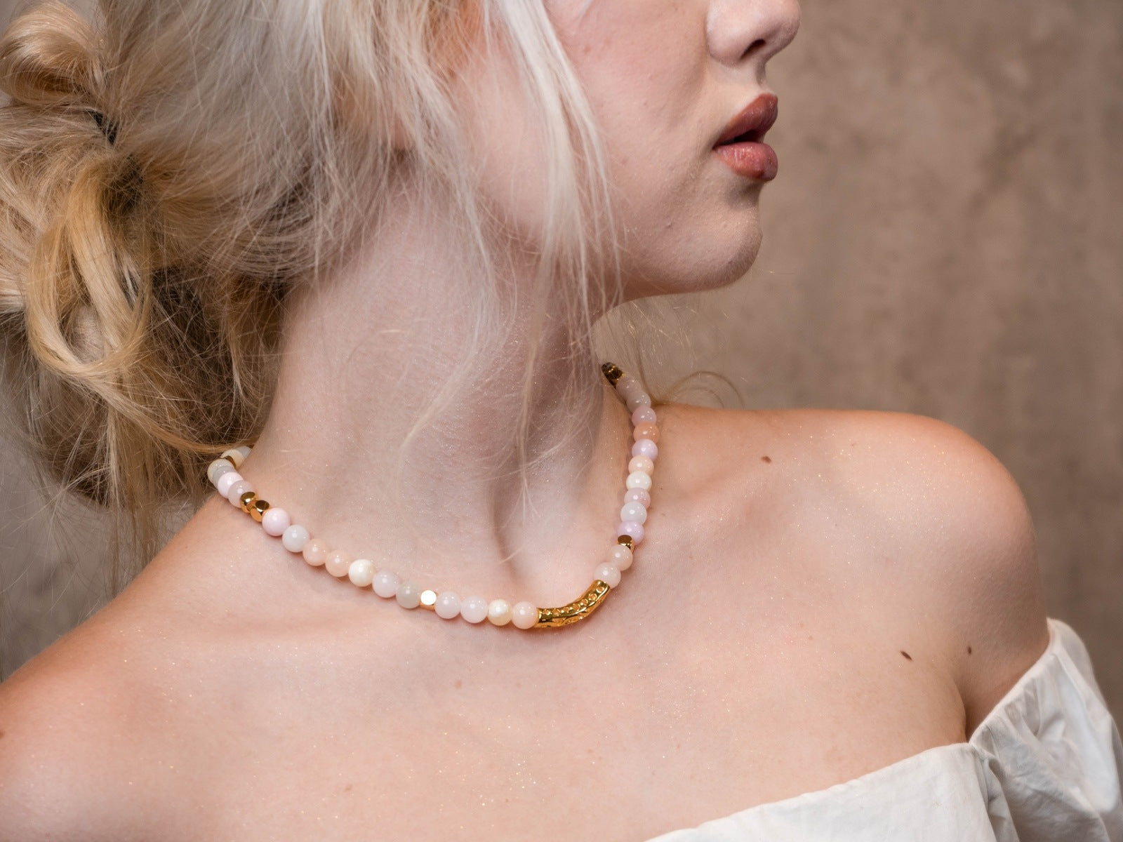 Gold Plated 18 carat - Lab Grown Stone Beed Necklace