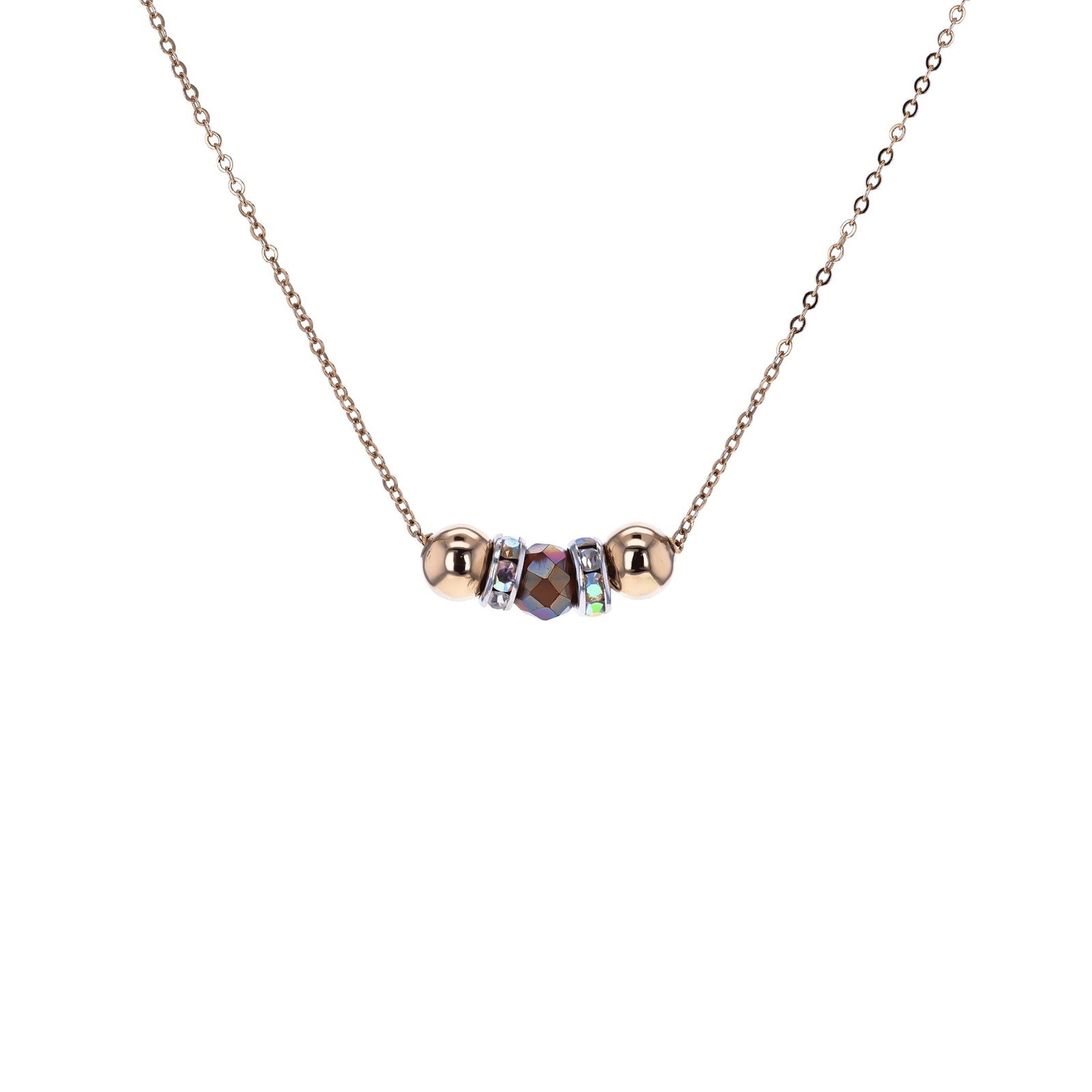 Stainless Steel Rose Gold Chain - Wine - Austrian Crystal Necklace