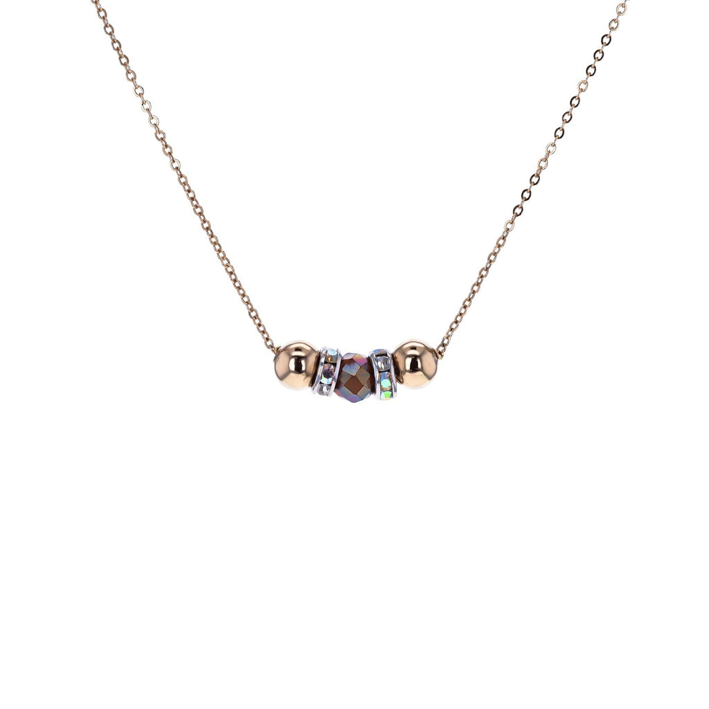 Stainless Steel Rose Gold Chain - Wine - Austrian Crystal Necklace