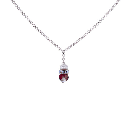 Sterling silver 925 - Poppy - Fresh Water Pearl Austrian Crystal Necklace