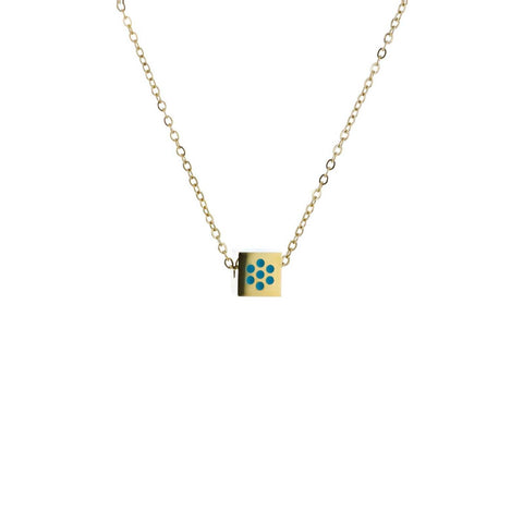 Golden Cube Enamel Necklace