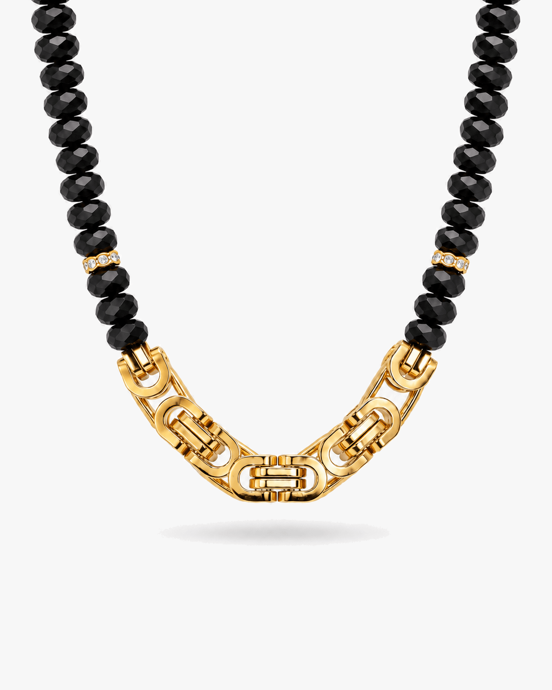 Unbroken Bond Black Crystal Stainless Steel 18K Gold Plated Chain Necklace