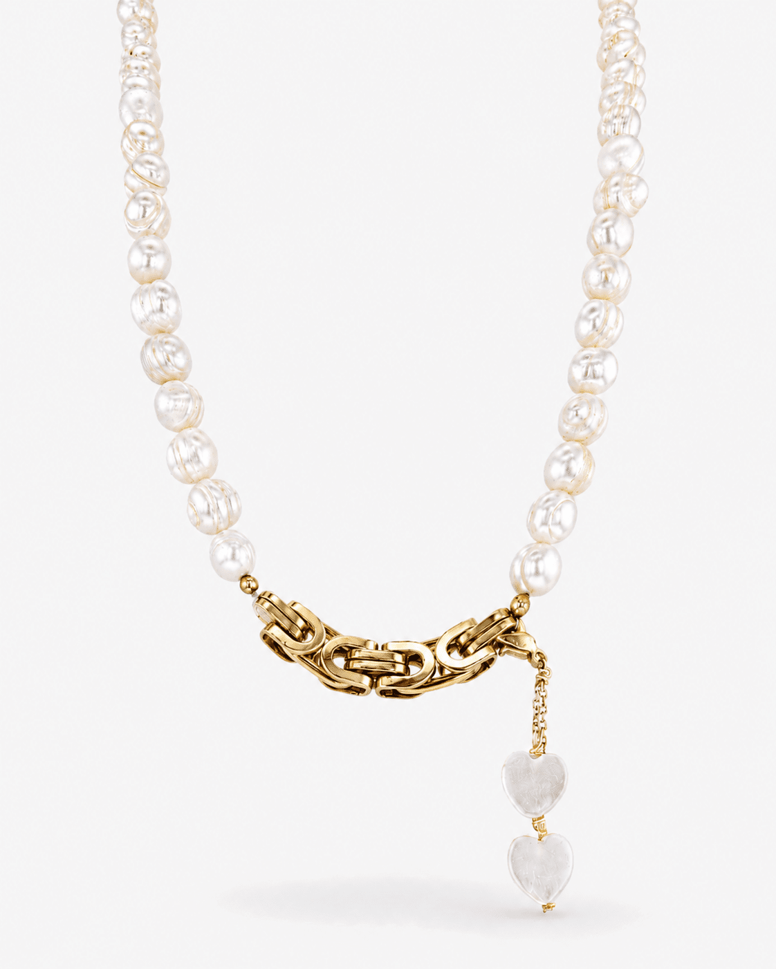 Twofold Grace Freshwater Pearl Stainless Steel 18K Gold Plated Necklace