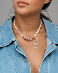 Twofold Grace Freshwater Pearl Stainless Steel 18K Gold Plated Necklace