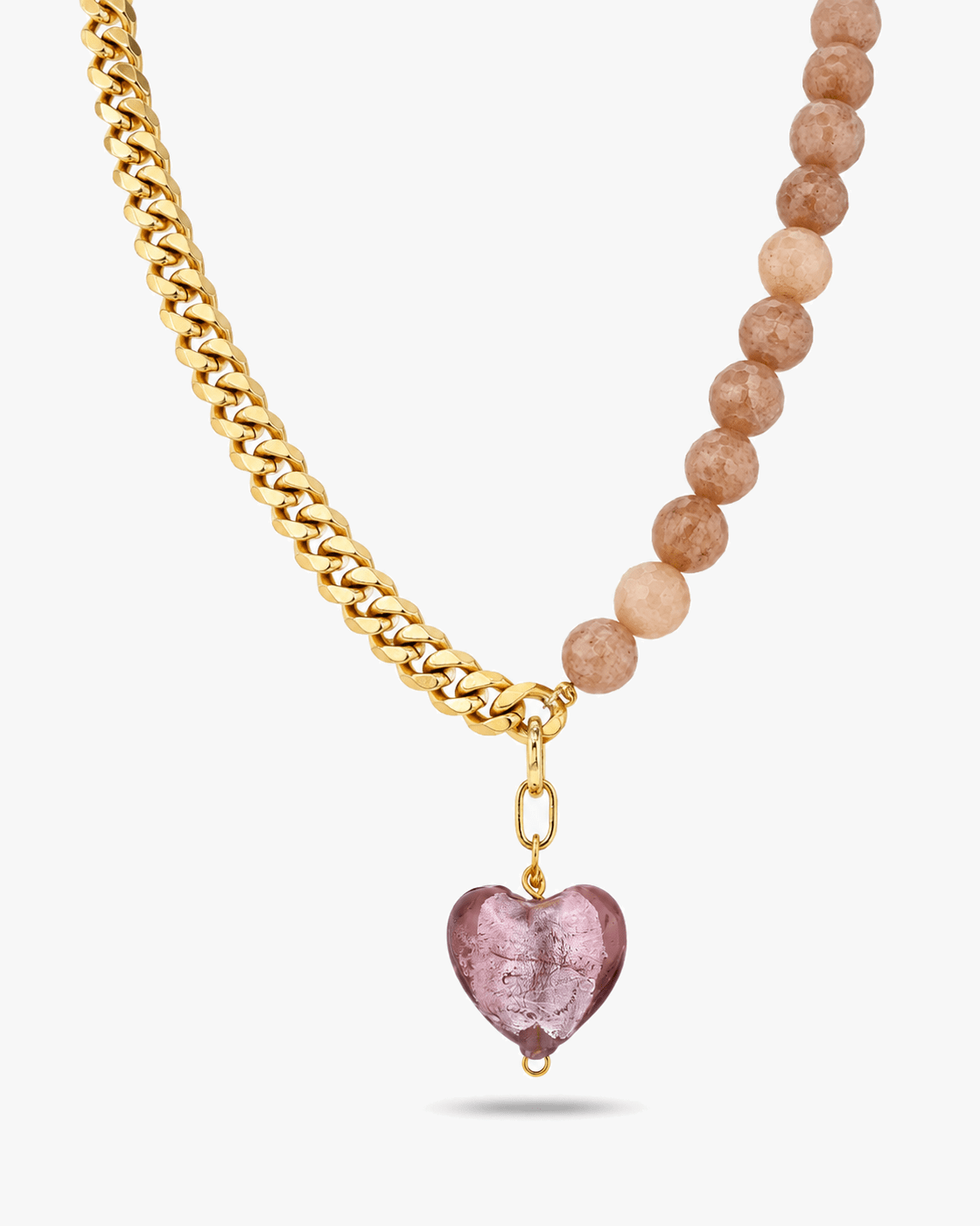 Rose Ember Agate & Stainless Steel 18K Gold Plated Necklace