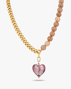 Rose Ember Agate & Stainless Steel 18K Gold Plated Necklace
