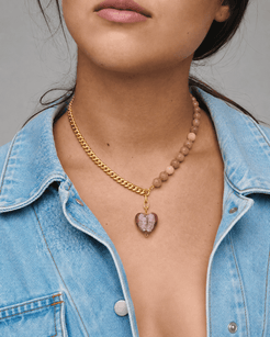 Rose Ember Agate & Stainless Steel 18K Gold Plated Necklace