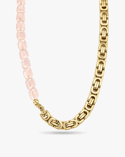 Gentle Continuum Blush Crystal Stainless Steel 18K Gold Plated Chain Necklace