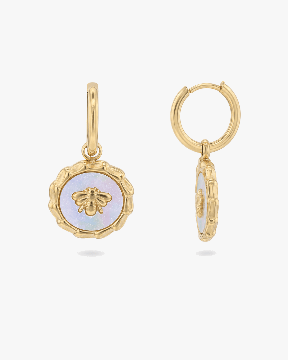 Keeper of Bloom Mother of Pearl & Stainless Steel 18K Gold Plated Earrings