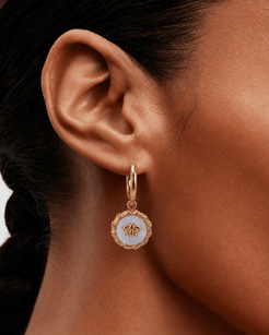 Keeper of Bloom Mother of Pearl & Stainless Steel 18K Gold Plated Earrings