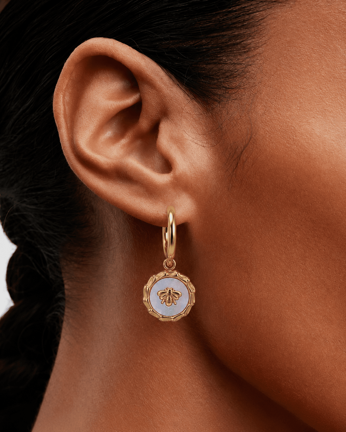 Keeper of Bloom Mother of Pearl & Stainless Steel 18K Gold Plated Earrings