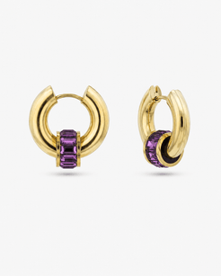 Violet Orbit Amethyst Stainless Steel 18K Gold Plated Earrings