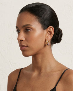 Violet Orbit Amethyst Stainless Steel 18K Gold Plated Earrings