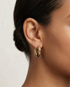 Violet Orbit Amethyst Stainless Steel 18K Gold Plated Earrings
