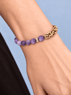 Amaris Amethyst & 18K Gold-Plated Stainless Steel Bracelet