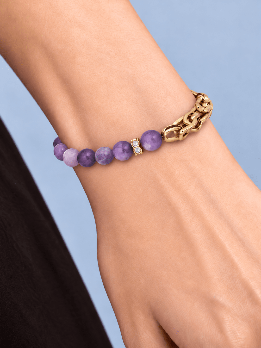 Amaris Amethyst & 18K Gold-Plated Stainless Steel Bracelet