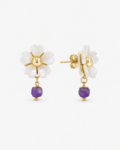 Aster Amethyst & Flower Earrings