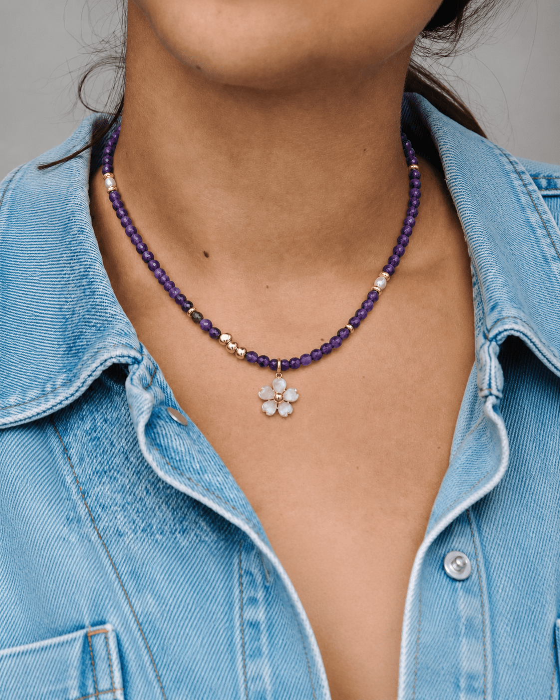 Aster Amethyst & Pearl Necklace