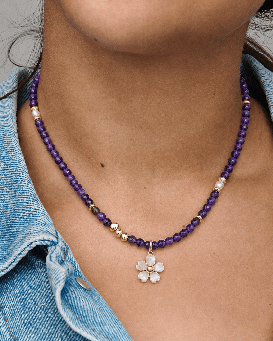 Aster Amethyst & Pearl Necklace