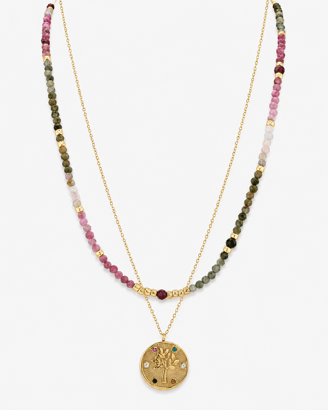 Aevora Multi-Colour Tourmaline Tree of Life Necklace
