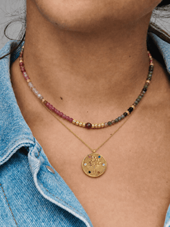 Aevora Multi-Colour Tourmaline Tree of Life Necklace