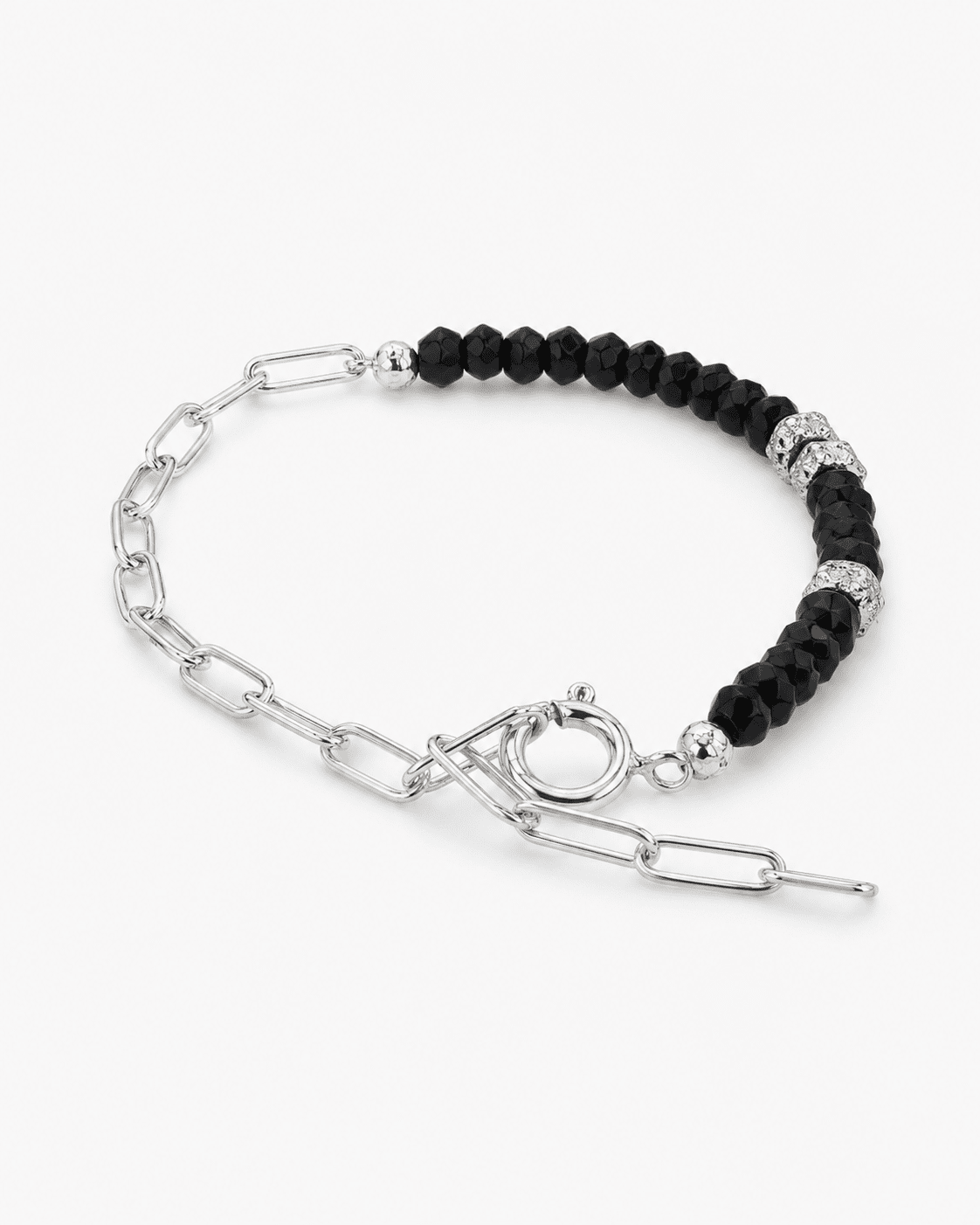 Nox Onyx, Silver & Cubic Zirconia Bracelet