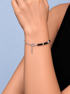Nox Onyx, Silver & Cubic Zirconia Bracelet