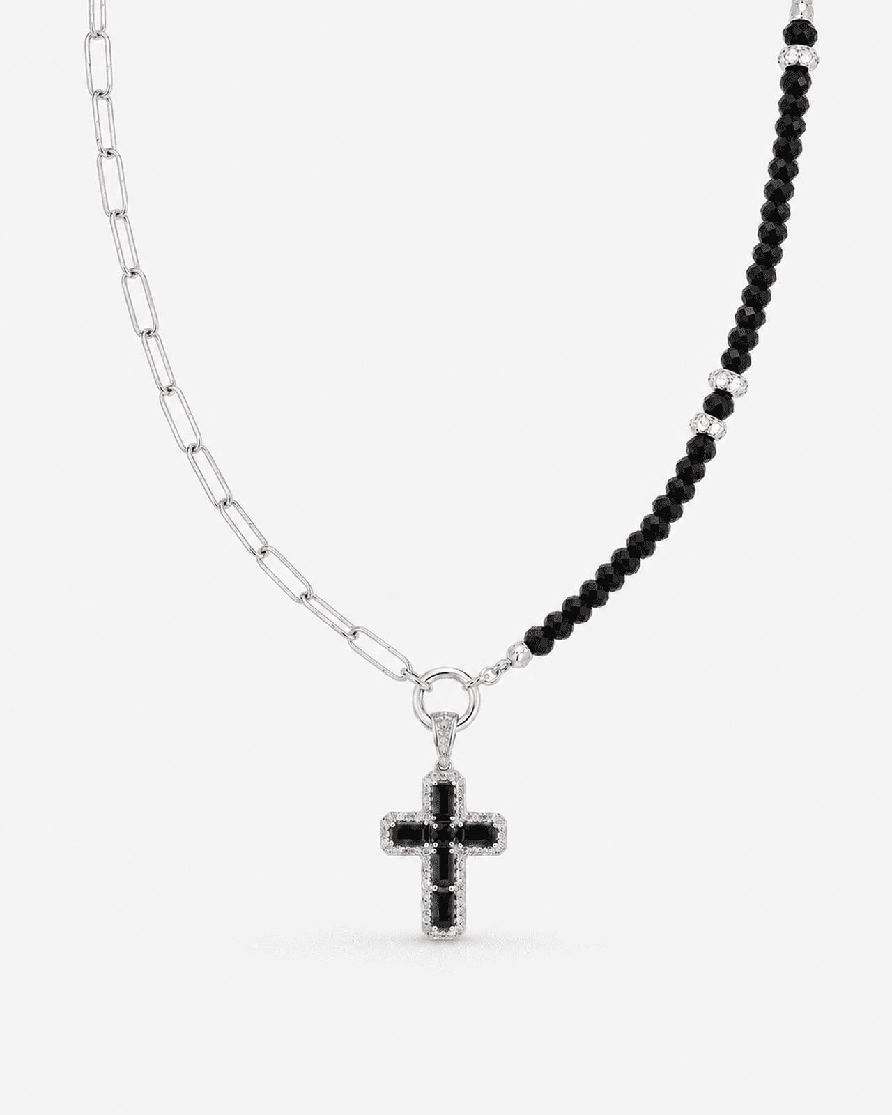 Nox Onyx, Silver & Cubic Zirconia Necklace