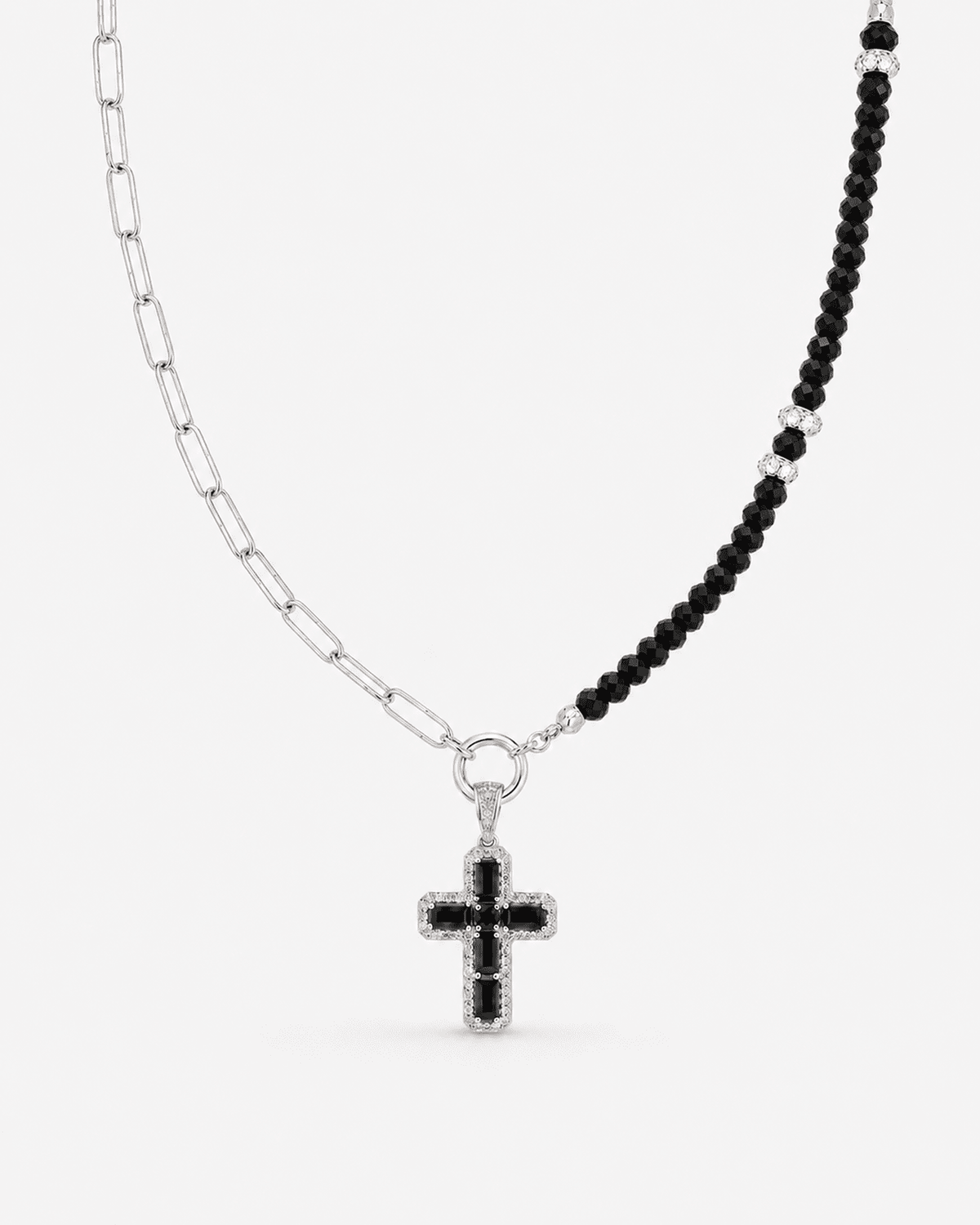 Nox Onyx, Silver & Cubic Zirconia Necklace