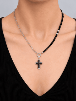 Nox Onyx, Silver & Cubic Zirconia Necklace