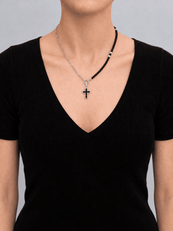 Nox Onyx, Silver & Cubic Zirconia Necklace